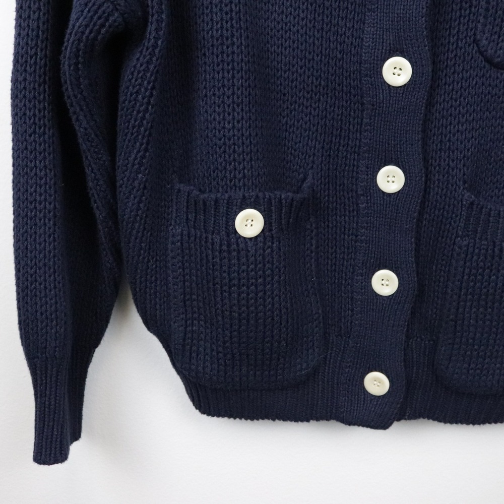 Alex Mill Parker Sweater Jacket Medium Navy Blue Cotton Chunky Knit Cardigan - Picture 5 of 9